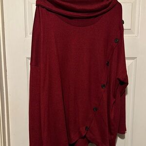 Elegant Burgundy Sweater with Button Detail